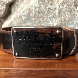 Dolce & Gabbana Brown Distressed Leather Belt